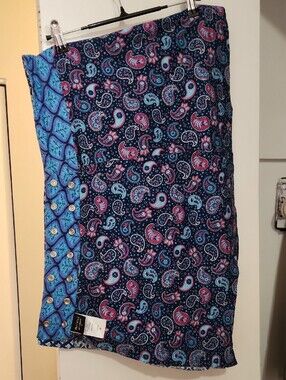 Moshiki Blue Paisley Reversible  Floral Print Women's Skirt